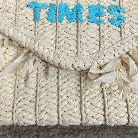 Btb Los Angeles Straw Clutch in Natural/Turquoise - Picture 5 of 5